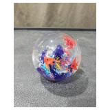 Handcrafted Glass Paperweight with Multi-Color Swirl Design