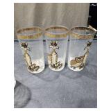 (6) Vtg CULVER Mid Century Drinking Glass Barware OWL& PUSSYCAT Mad Men Era Set