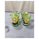 Lot of 4 Japanese Enameled Saki/Shot Glasses with Gold Trim