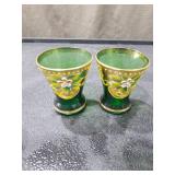 Lot of 4 Japanese Enameled Saki/Shot Glasses with Gold Trim