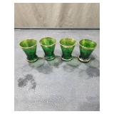 Lot of 4 Japanese Enameled Saki/Shot Glasses with Gold Trim