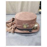 Steampunk Top Hat Metallic Mad Hatter Scientist Time Traveler Halloween Costume Cosplay