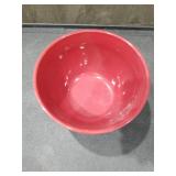Red Ceramic Mixing Bowl with Ribbed Design