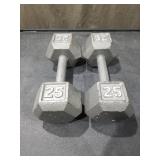 25 lb Cast Iron Hex Dumbbells - Pair