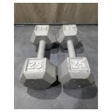 25 lb Cast Iron Hex Dumbbells - Pair