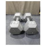 25 lb Cast Iron Hex Dumbbells - Pair