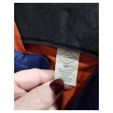 Navy Blue Quilted Hooded Jacket with Orange Lining Size 2XL