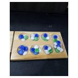 Mancala Strategy Game With Solid Wood Game Board And 48 Multi-colored Stones