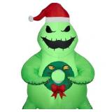 Christmas Airblown Inflatables Yard Decoration Oogie Boogie Holding Monster Wreath Disney  5 ft