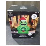 Christmas Airblown Inflatables Yard Decoration Oogie Boogie Holding Monster Wreath Disney  5 ft