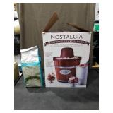 Nostalgia 4 Quart Wood Ice Cream Maker Machine with Rock Salt