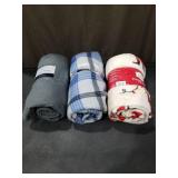 Plush Fleece Throw Blanket Set