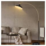 FILIYANO Arc Floor Lamp for Living Room, Marble Base Standing Lamp - Black Gold Floor Lamps with 360 Rotatable Arm, Industrial Tall Lamp Metal Material, Reading Lamp for Bedroom Couch Sofa Desk
