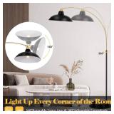 FILIYANO Arc Floor Lamp for Living Room, Marble Base Standing Lamp - Black Gold Floor Lamps with 360 Rotatable Arm, Industrial Tall Lamp Metal Material, Reading Lamp for Bedroom Couch Sofa Desk