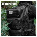 kookoomia 50L Military Tactical Backpack Large Day Backpack for Men Molle Army 3 Days Assault Pack Bug Out Bag Water Resistant and Heavy Duty Hiking Treeking Rucksack - Black