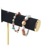 Coward T-Bar Necklace Organizer Stand, Velvet Necklace Bracelet Holder Stand with Metal Base, Hanging Jewelry Display Organizer for Women Girls (Black 4.0cm thickness tube)