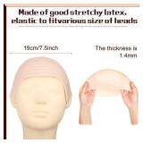 Syhood 2 Pieces Halloween Bald Cap Makeup Latex Bald Head Wig Caps Cosplay Costume for Adults(Beige,Medium)