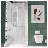AmazerBath Small Shower Curtain Liner, 36x72 Stall Plastic Clear Shower Curtain Liner, PEVA Cute Narrow Shower Liner, Stand Up Shower Curtain Liners with 2 Magnets and 6 Rustproof Grommet Holes