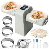 Electric Dumpling Maker Machine, Double Head Automatic Electric Dumpling Machine Maker Mould 2 Modes Household Quick Rechargeable Dumpling Maker with Empanada Maker,Dough Cutters,Spoon,Brush