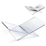 Quzzil Large Acrylic Book Stands 15.8 x 9.5 x 5.4 Thicken Book Holder for Display Reading Open Coffee Table Stand for Cookbooks, Bible, Quran, Art, Magazines(Clear)