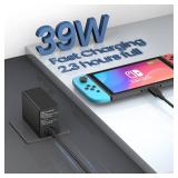 Charger for Nintendo Switch,39w AC Power Nintendo Supply Adapter 15V 2.6A Fast Charging,with 6.6FT USB C Cord Compatible with Nintendo Switch Lite/LITE/OLED,Support TV Dock/Phones