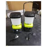 Jarxin 2PCS 6500K White Light LED Camping Lantern Rechargeable 1000LM, 4500mAh Power Bank, Flashlight for Hurricane Emergency, Hiking, IP44 Waterproof Lantern(Black)