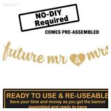 KatchOn, Gold Glitter Future Mr & Mrs Banner - 10 Feet, Pre-Strung, No DIY Future Mr and Mrs Banner Engagement Party Decorations Bachelorette Party Decorations, Bridal Shower Decorations