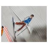 JQF Winter Skiing Christmas Tree Skirt, Country Snowy Tree Skirt, Rustic Ski Xmas Tree Mat Ornaments for Winter New Year Home Party Holiday Indoor Decor, 36 Inch