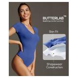 IUGA Bodysuits for Women Tummy Control Short Sleeve V Neck Body Suits for Womens Compression Slimming Thong Bodysuit Size Medium