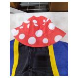 Velmitten 2 Pcs Mushroom Costume Set Adult Spotted Mushroom Hat Vest Funny Cosplay Outfits for Halloween(Bucket Hat,Red)