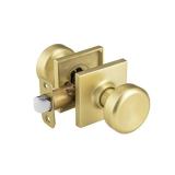 NCSEN Gold Interior Door Knobs for Hall & Closet, Pismo Doorknob with Square Rosette, Heavy Duty Passage Door Handle for Satin Brass