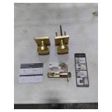 NCSEN Gold Interior Door Knobs for Hall & Closet, Pismo Doorknob with Square Rosette, Heavy Duty Passage Door Handle for Satin Brass