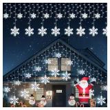 Brightown Snowflake Christmas Lights,20Ft 228 LED Icicle Lights for Outside, Connectable Curtain String Lights for Indoor Outdoor House Eaves Window Porch Tree, Pure White