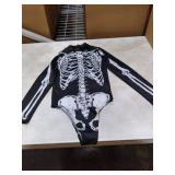 Lucky2Buy Halloween Skeleton Costume for Women Cozy Long Sleeve Onesie Adult Bodysuit (Black/White, Small Medium)