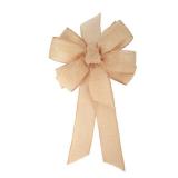Meseey 1 Pcs 10 x 20 Inch Big Bow Burlap Ribbon with Natural Jute Rustic Wreath Ribbons and Bow Use Wrapping, Party Decoration (Linen)