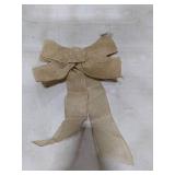 Meseey 1 Pcs 10 x 20 Inch Big Bow Burlap Ribbon with Natural Jute Rustic Wreath Ribbons and Bow Use Wrapping, Party Decoration (Linen)