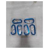 6PCS Carabiner Clip,3 Inch Large Aluminum D Ring Shape with 6PCS Keyring Keychain Hook
