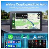 Portable Wireless Carplay Car Stereo, 7 HD Touchscreen for Car with Apple CarPlay & Android Auto with Backup Camera/Mirror Link/Voice Control/Bluetooth/GPS/AUX/FM Satellite Radio for All Vehicles