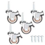 Stem Caster Wheels with 5/16 x 1-1/2 (8 x 38mm) Stem Sockets TPR Replacement Castors Swivel Casters for Carts, Furniture, Dolly, Workbench (2.0 inch with Brakes)
