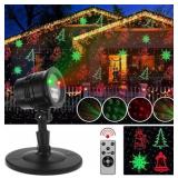 Christmas Projector Lights Outdoor Holiday Laser Lights Landscape Spotlight Red and Green Star Shower with 360 Accessibility Wireless Remote Christmas Decor for Xmas Party Outdoor Garden Patio Wall