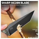 NedFoss PIONEER Small EDC Fixed Blade Knife - 3.4 Full Tang 14C28N Steel Tanto Blade, G10 Handle w/Kydex Sheath, Horizontal Carry for Camping & Tactical EDC Knife