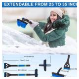 CYDZSW Snow Brush and Ice Scrapers for Car Windshield,Ice Scraper for Freezer,35 Extendable Snow Scraper,Detachable Snow Removal Tool with Ergonomic Foam Grip for Car SUV and Truck (Blue)