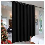 RYB HOME Privacy Curtain for Sliding Glass Door, Light Block Noise Reduce Insulated Curtain Screen for Living Room Locker Room Basement Bedroom Closet, 100 inch Wide x 108 inch Long, Black