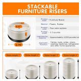 Furniture Risers Bed Risers Heavy Duty 1 inch, 2 inch, 3 inch, 4 inch Round Adjustable Bed Lifts Riser for Desk Legs Table Couch Sofa Chair Refrigerator Washing Machine (1 Inch, White, 8 Pack )