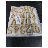 WILLBOND 37 Pieces Rhinestone Letter Stickers Large Glitter Alphabet Crystal Number Self Adhesive Bling Stickers Iron on Letters for Art Crafts Clothing DIY Decors(Gold, White,1.97 Inch)