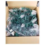 C9 LED Christmas Lights Outdoor, 68 Feet 100 LED Strawberry String Lights with 100 Spring Clamps, Waterproof Commercial Grade Extendable for Outside Roofline Patio Home Xmas Decoration, Pure White