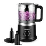 TWOMEOW Food Chopper, 4 Cup Fast Food Processor, Electric Meat Grinder with 2 Speed, 4 Stainless Steel Blades, and Whisk, 400W Power for Chopping, Mixing, Emulsifying, Puree and Whisking, BPA-Free