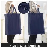 TECHMILLY Slim Laundry Hamper with Adjustable Long Handles, 45L Small Laundry Baskets with Mesh Top, Narrow Dirty Clothes Hamper for Bedroom, Closet, and Bathroom - Navy