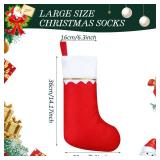 Zubebe 60 Pcs Felt Christmas Stockings - 15 Inch Party Favors Xmas Decoration Rustic Christmas Santa Stockings for Holidays & Anniversaries (White Trim, Red)
