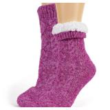 Tough Land Slipper Socks for Women with Grippers Non Slip, Sherpa Lined Slipper Socks